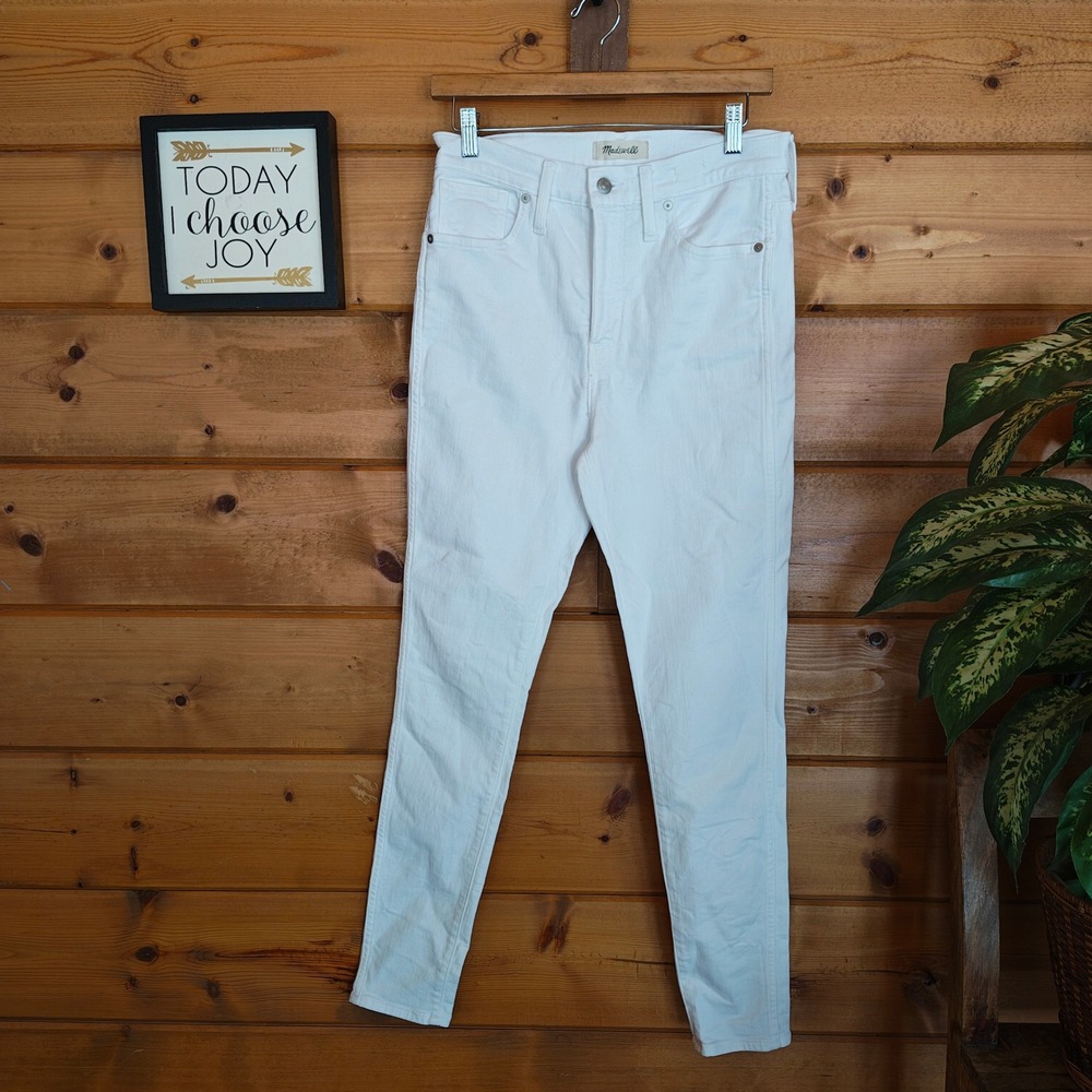 Madewell 10" High Rise Skinny Jeans White Stretch Preppy Denim Size 29(30) x 29"
